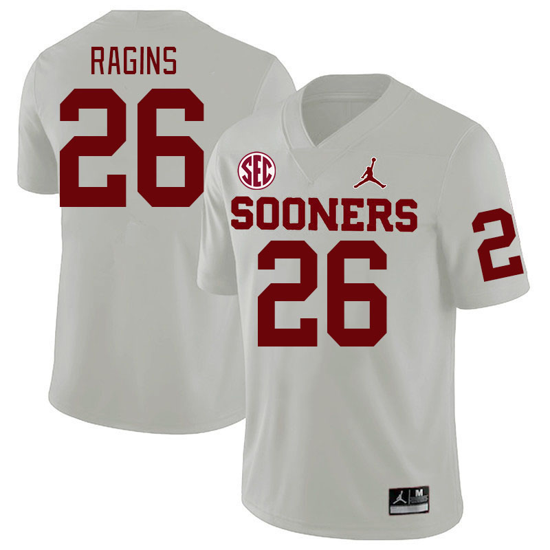 #26 Zion Ragins Oklahoma Sooners 2024 SEC Conference College Football Jerseys-White